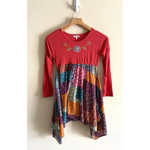 Mimi & Maggie Girls Floral Dress Embroidered‎ Handkerchief Dress Designer 10-12 - Picture 1 of 4